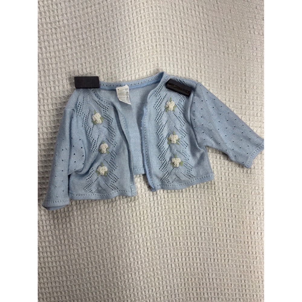 Cottagecore Toddler Unbranded Floral Pointelle Knit Bolero Shrug 2T Blue